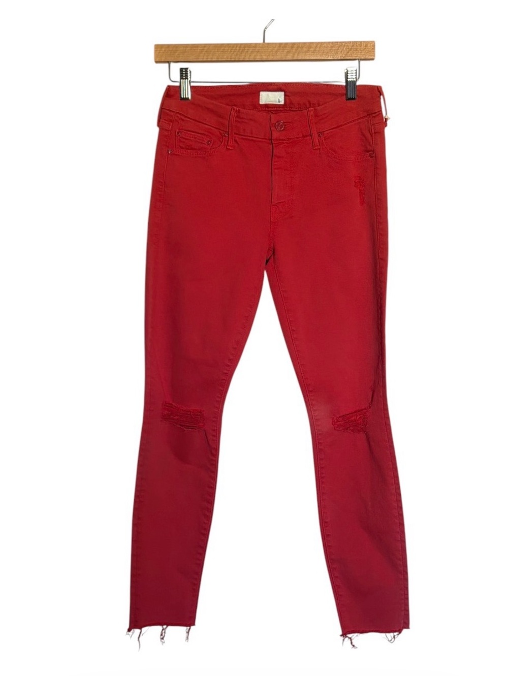 MOTHER ankle fray red jeans size 27